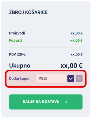 Primjena promo kupona