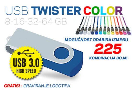 USB STICK 3.0 speed PROMO MEMORIJA TWISTER 8-16-32-64 GB